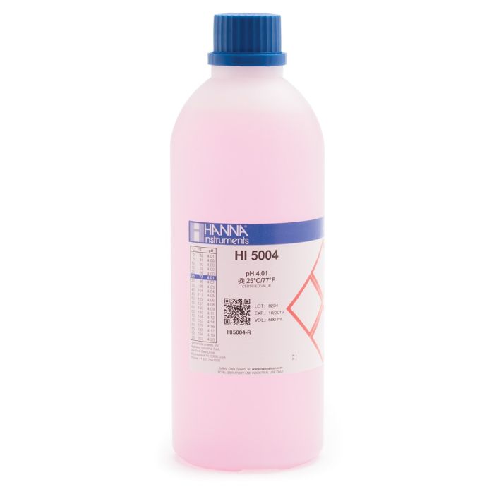 Solución pH 4.00 roja, 500 ml., +- 0.01 pH