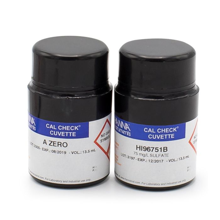 CalCheck styards para Sulfato, 0.0 y 75.0 ppm